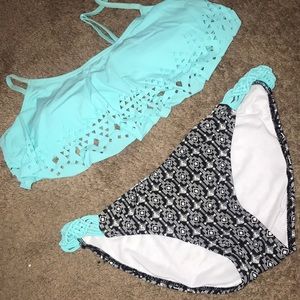 Black white and blue bikini
